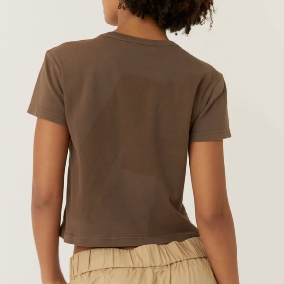 Daydreamer Brown Rolling Stones Tongue Short Sleeve Boxy Crop Tee; SZ L; NWOT - Picture 3 of 10